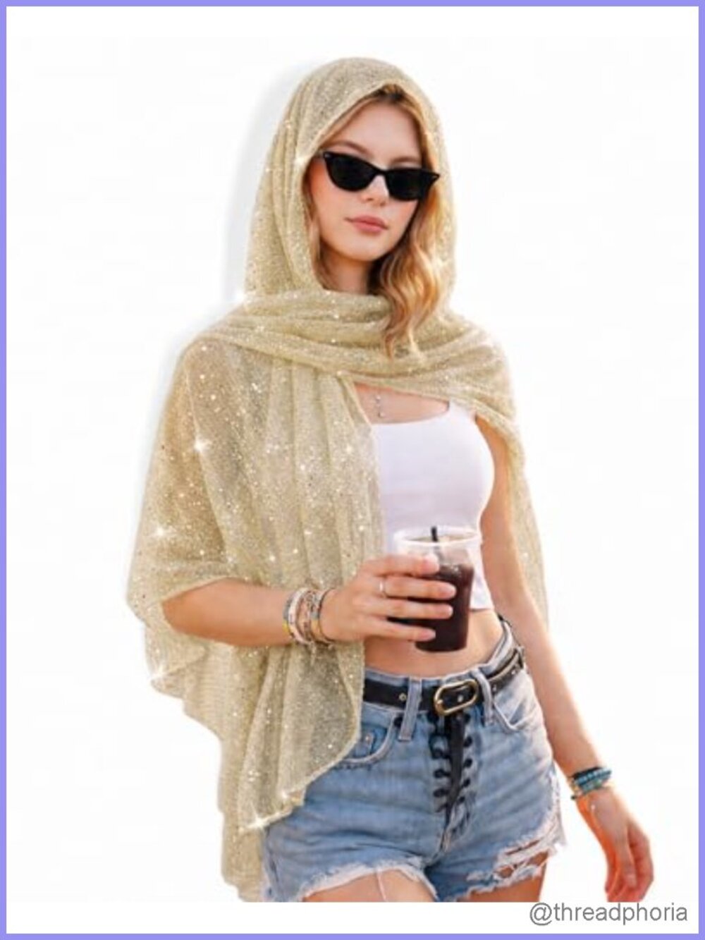 Women Sequin Sheer Wrap Shawl Scarf Head Neck Scarf Sparkly Lightweight